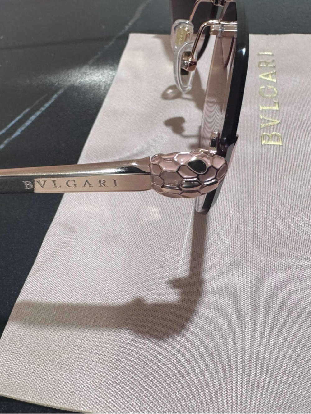 Bulgari Rose-Tint Octagonal Rimless Sunglasses - Picture 16 of 16